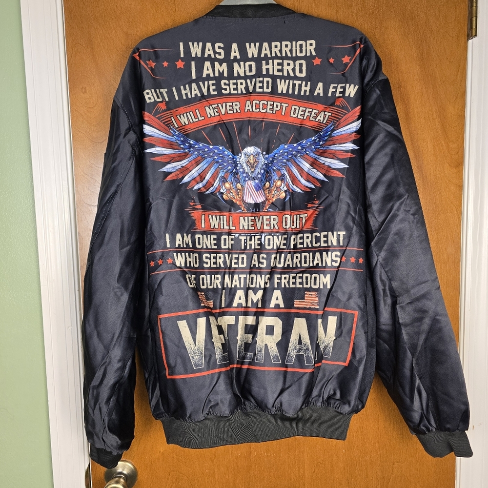 Bald Eagle USA Bomber Jacket Size XL Black